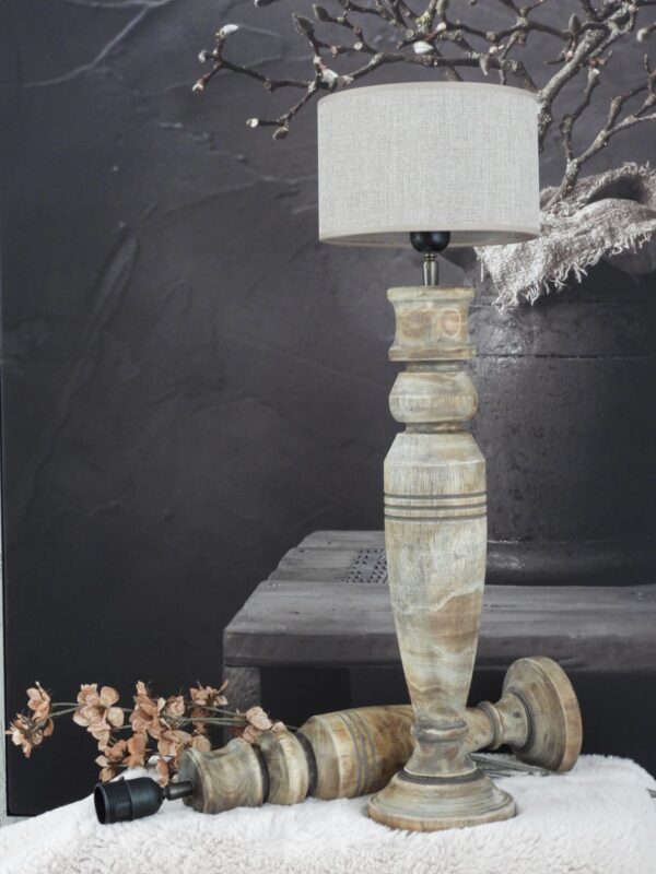 Lampvoet hout 50 x Ø14 cm (60 x Ø14 cm incl. vitting) - Afbeelding 2
