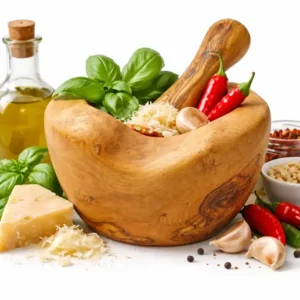 Vijzel met stamper, rustieke vorm - div. afmetingen