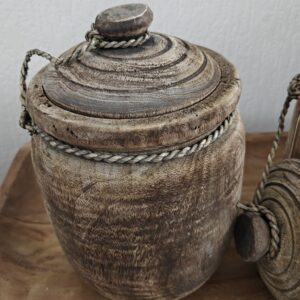 Houten Nepalese Pot met deksel - Hoog