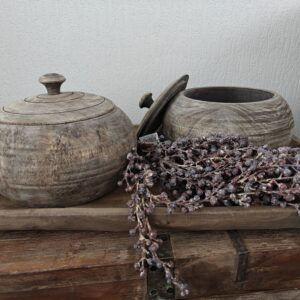Houten Nepalese Pot met deksel - laag