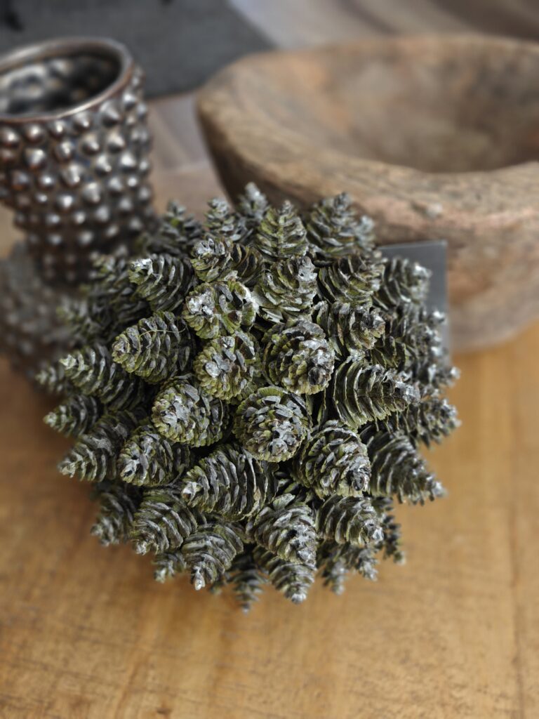 Kunstbloemen Suzo Dennenappel Bol S - Groen/Bruin Ø18cm