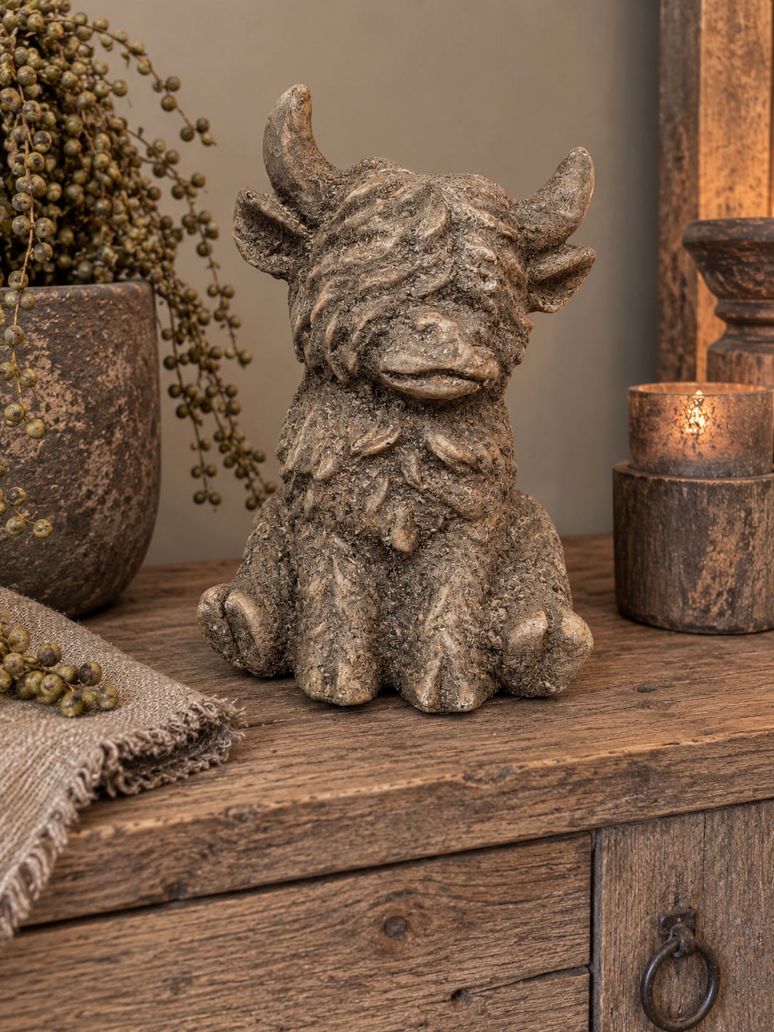 Hooglander zittend Countryfield Polystone - diverse formaten - Afbeelding 8