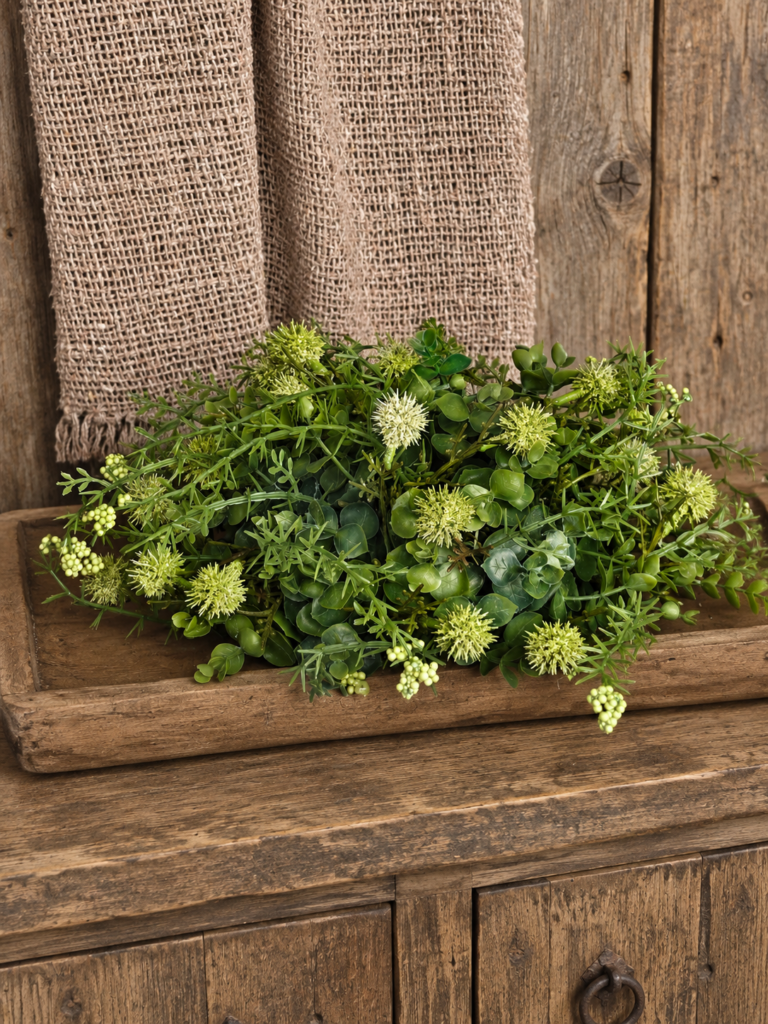 Kunstbloemen Countryfield Halve Bol - Groen 38cm